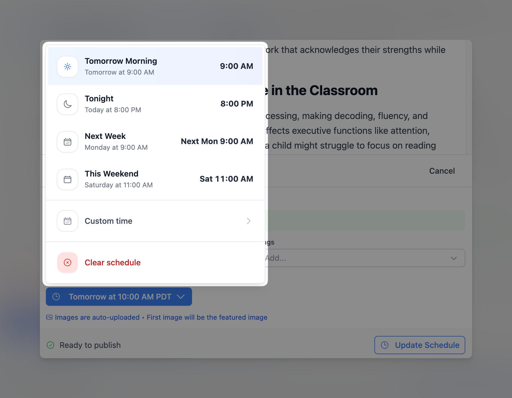 Content scheduling calendar for mental health practice marketing